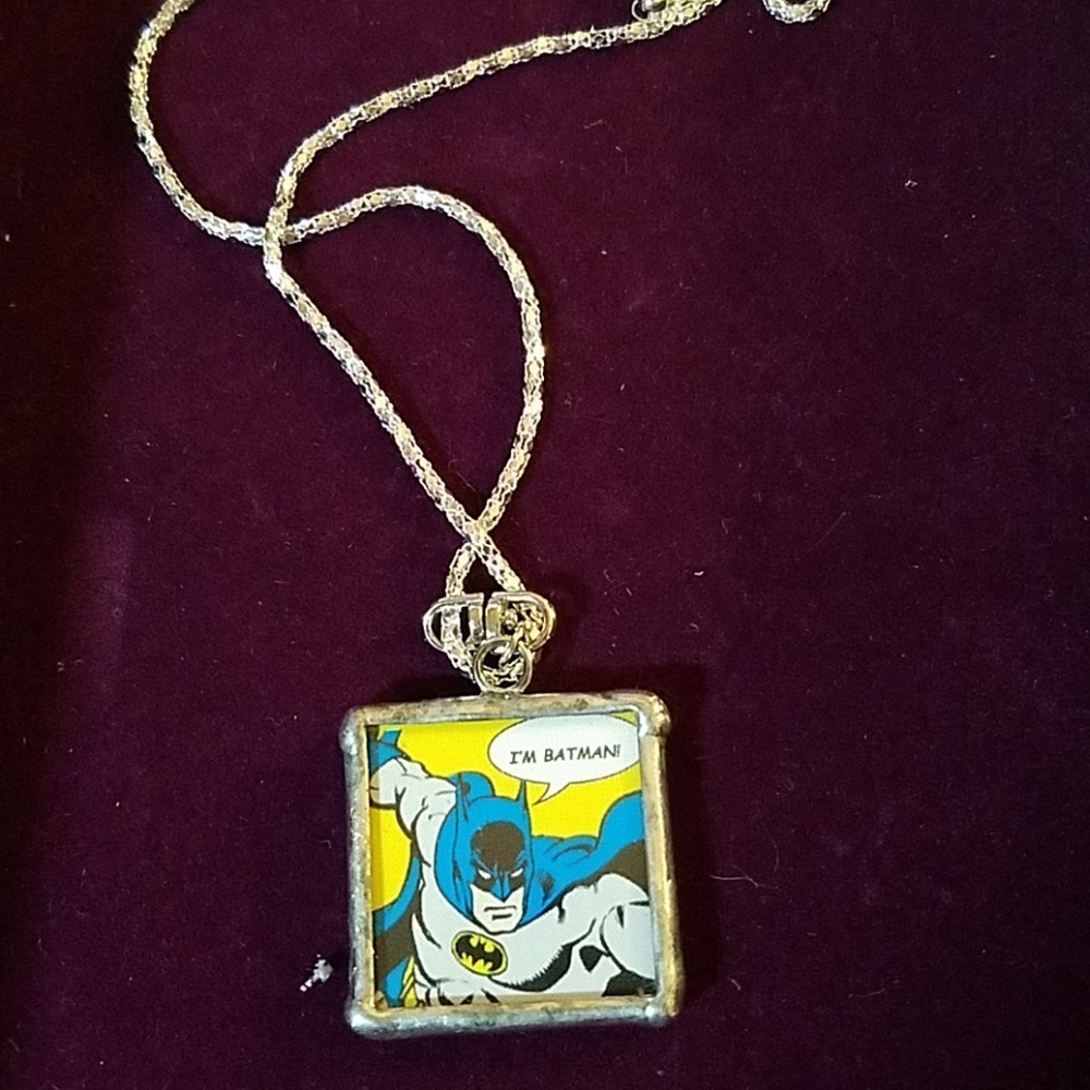 Batman 2 sided Charm Necklace 16" Chain
